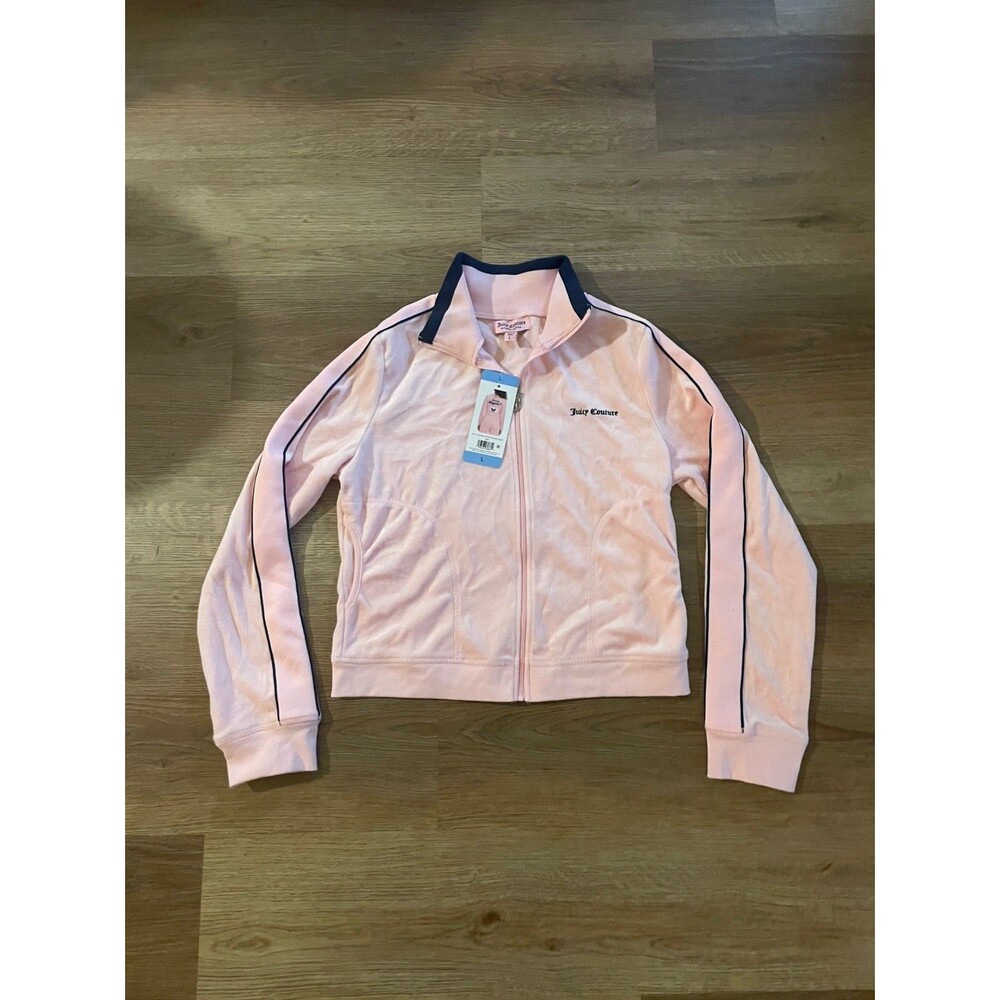 NWT - Juicy Couture Women's Cotton Velour Pickleball Jacket Size L Pink